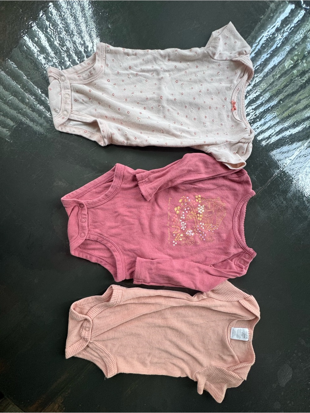 Carter's short and long sleeve body suits, chick Pea ribbed short sleeve onsie